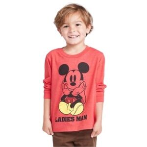 Boys Red Mickey Mouse Valentines Day Long Sleeve Shirt